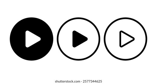 Play icon set. flat illustration of vector icon on white background