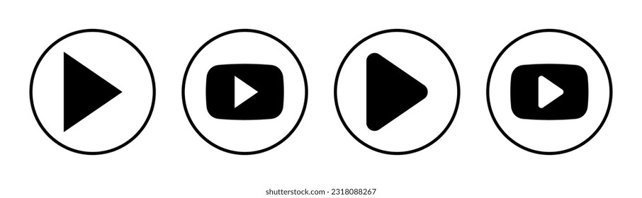 Reproducir ilustración de conjunto de iconos. Símbolo del botón Reproducir