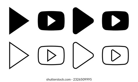 Reproducir ilustración de conjunto de iconos. Símbolo del botón Reproducir