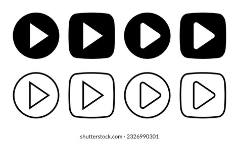 Play Icon set illustration. Play button sign and symbol