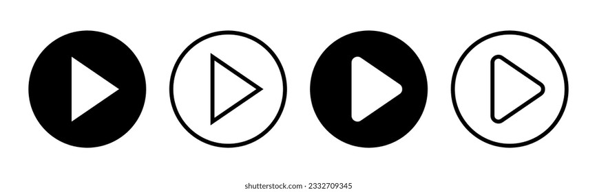 Reproducir ilustración de conjunto de iconos. Símbolo del botón Reproducir