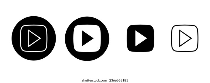 Reproducir ilustración de conjunto de iconos. Símbolo del botón Reproducir