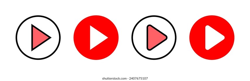 Play Icon set illustration. Play button sign and symbol