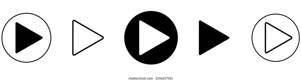 Play icon set. Player vector Illustration symbol. Black music button.