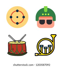 play icon set. vector set about virtual reality, drum, french horn and target icons set.