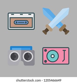 play icon set. vector set about cassette, gaming, turntable and virtual reality icons set.