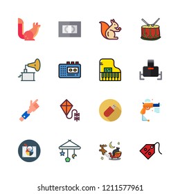 play icon set. vector set about piano, tag, walkman and sled icons set.