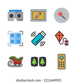 play icon set. vector set about sled, remote control, kite and draw icons set.