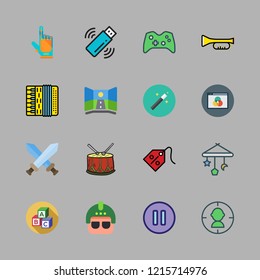 play icon set. vector set about accordion, pause, target and magic wand icons set.