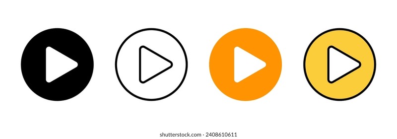 Play Icon set vector. Play button sign and symbol