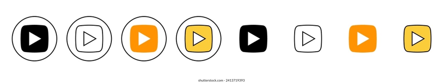 Play Icon set vector. Play button sign and symbol