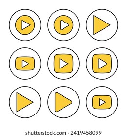 Play Icon set vector. Play button sign and symbol