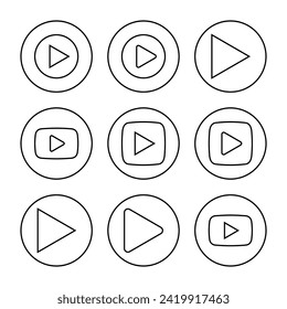 Play Icon set vector. Play button sign and symbol