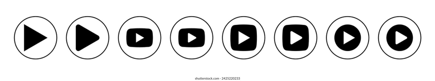 Play Icon set vector. Play button sign and symbol