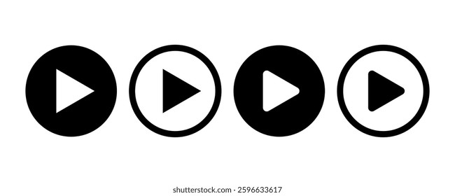 Play icon set. Video play button sign symbol vector design. Isolated on white background
