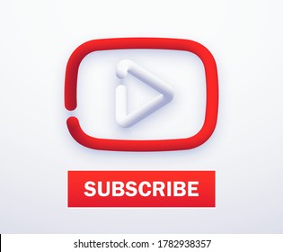 Play icon and subscribe button template. Blogging. Social media concept. Vector illustration. EPS 10