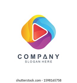 Play Icon Technology Logo Design