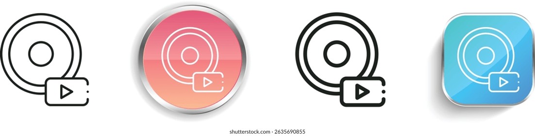 play icon. Thin Linear, Regular and Button Style Design Isolated On White Background