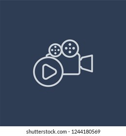 Play icon. Trendy flat vector line Play icon on dark blue background from Cinema collection. 