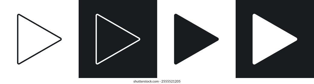 Play icon vector collection in black and white.
