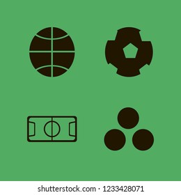 play icon. play vector icons set basketball ball, snowballs, football stadium and football ball