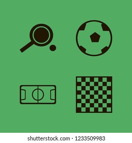 play icon. play vector icons set chess board, soccer ball, ping pong and football stadium