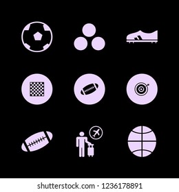 play icon. play vector icons set soccer ball, tourist flying, rugby ball and chess board