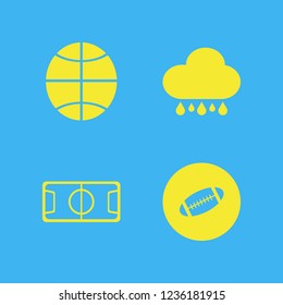 play icon. play vector icons set rugby ball, football stadium, rain and basketball ball