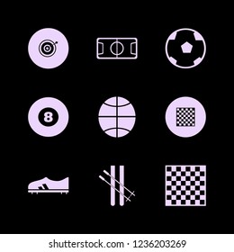 play icon. play vector icons set football shoe, basketball ball, chess board and soccer ball