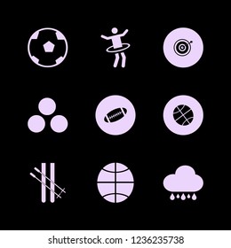 play icon. play vector icons set soccer ball, basketball ball, snowballs and rugby ball