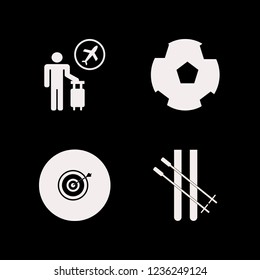 play icon. play vector icons set skiing, tourist flying, football ball and target