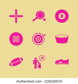 play icon. play vector icons set chess board, tourist flying, ping pong and rugby ball