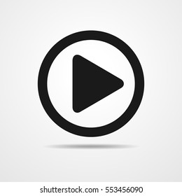 Icono de reproducción. Ilustración vectorial. Signo de reproductor de audio o vídeo. Botón. Icono de vídeo con Shadow.v
