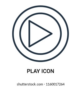 Play icon vector isolated on white background, Play transparent sign , outline linear symbol or thin lined pictogram