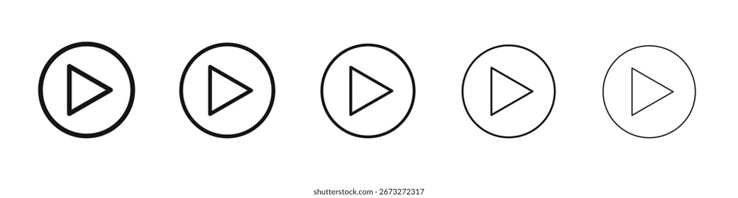Symbol abspielen, Vektorumriss-Set-Illustrationszeichen