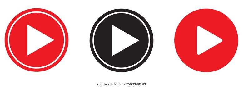 play icon vector set illustration on a white background