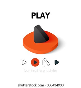 Play icon, vector symbol in flat, outline and isometric style