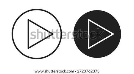 Play icons in filled, thin line, outline and strokes