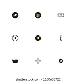 play icons. rugby ball, soccer ball, billiard ball and football cup vector icons set