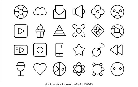 play icons set. Editable stroke. Vector illustration.
