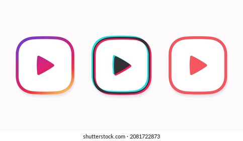 Play icons set. Playbutton. Start playback. Square button templates. Vector illustration 