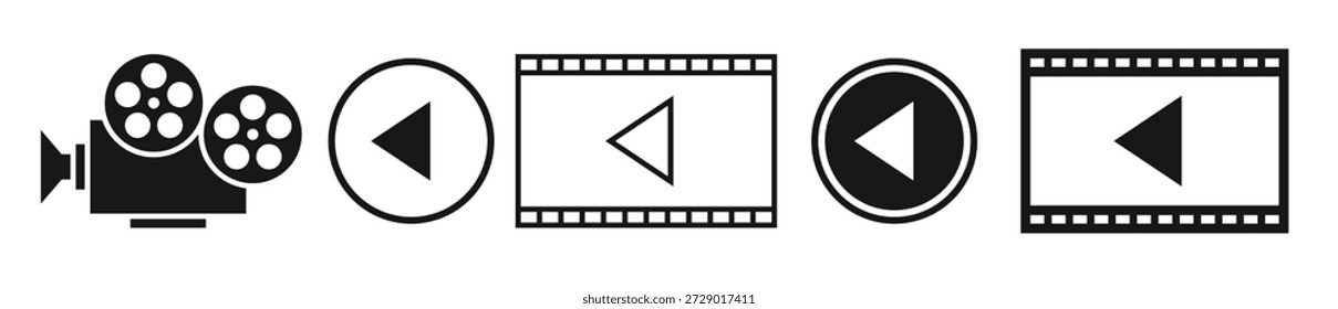 play icons set vector black buttons on a white background