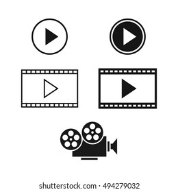 Play icons set. Vector black buttons on a white background