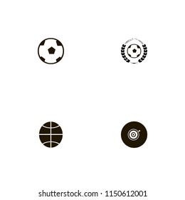 play icons. target, soccer ball, basketball ball and football game vector icons set