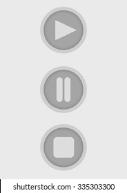 Play icons. Vector gray buttons