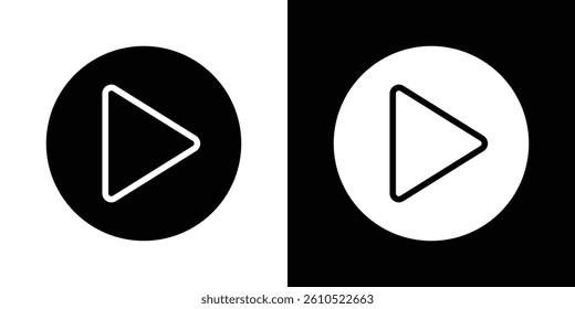 Play icons vector set in solid flat style