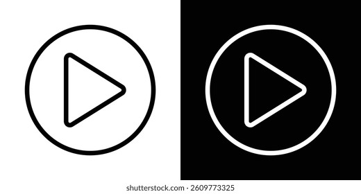 Play icons vector set in stroke line style