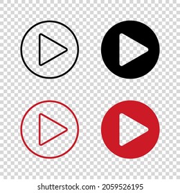 Play Icons, Video Play Button Isolated On White Background