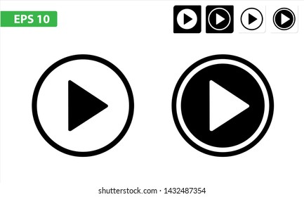 Play icons, video play vector buttons