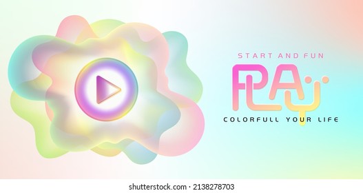 play illustration of symbol start and fun with colorful background, applicable for sounds, watching, listening in any media, webs, website, business icon, creative element billboard agency, ads, signs